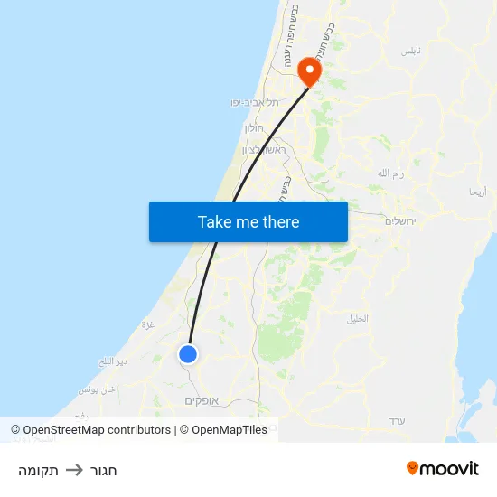 תקומה to חגור map