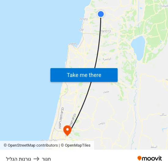 גורנות הגליל to חגור map