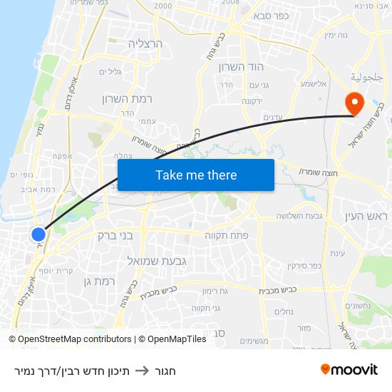 תיכון חדש רבין/דרך נמיר to חגור map