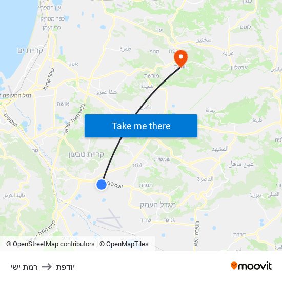 רמת ישי to יודפת map