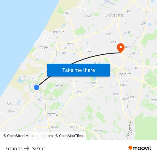 יד מרדכי to זבדיאל map