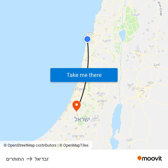 החותרים to זבדיאל map