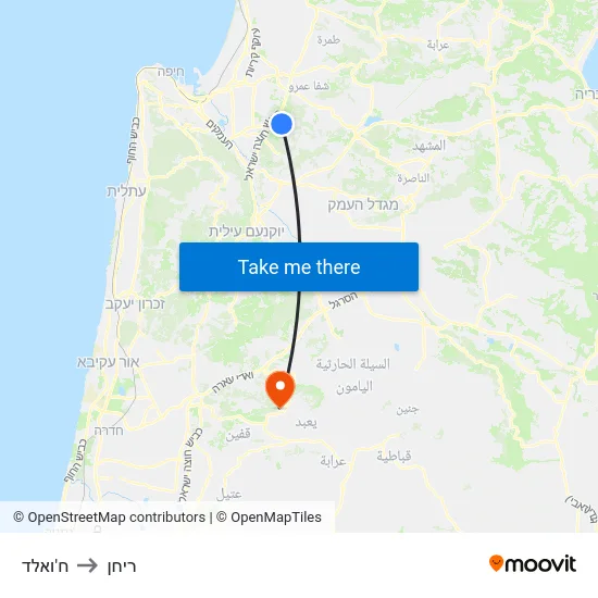 ח'ואלד to ריחן map