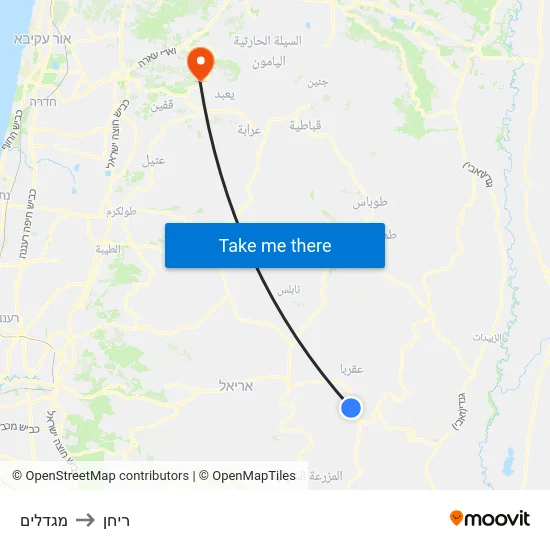 מגדלים to ריחן map