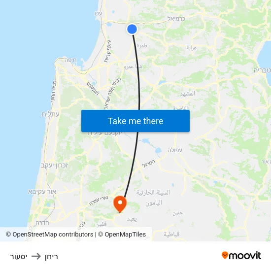 יסעור to ריחן map
