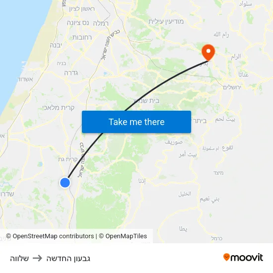 שלווה to גבעון החדשה map