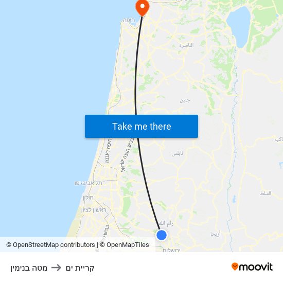 מטה בנימין to קריית ים map