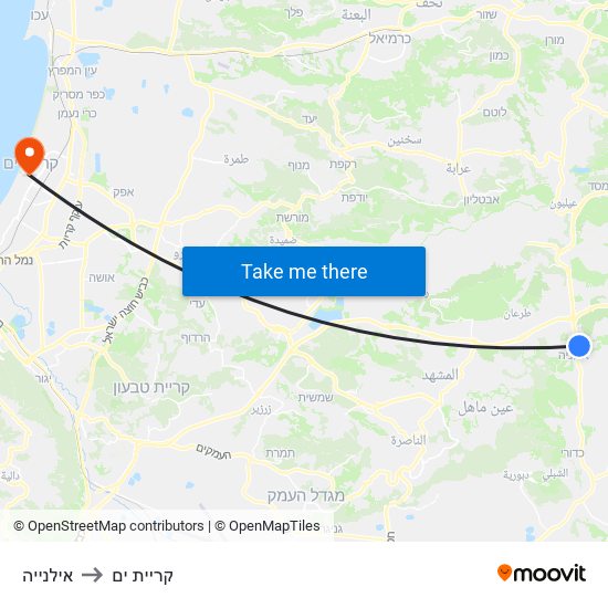 אילנייה to קריית ים map