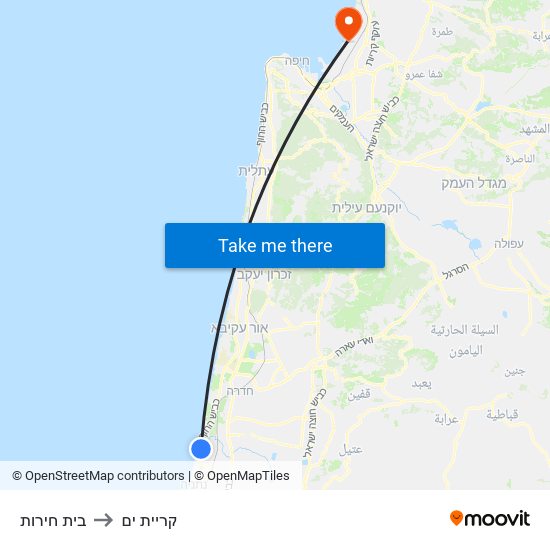 בית חירות to קריית ים map