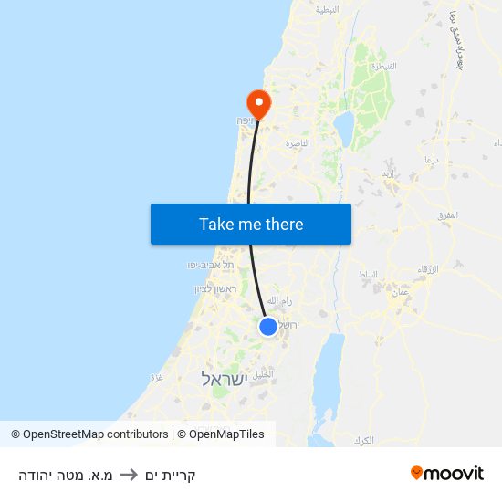 מ.א. מטה יהודה to קריית ים map