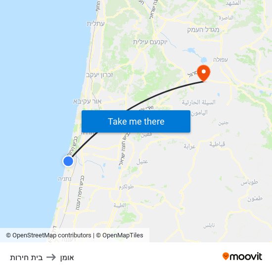 בית חירות to אומן map