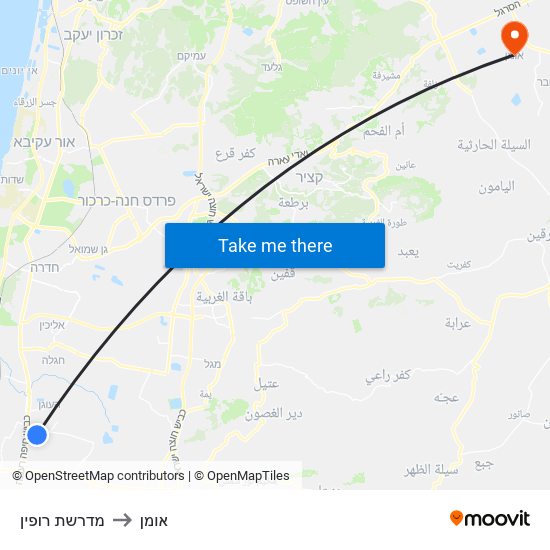 מדרשת רופין to אומן map