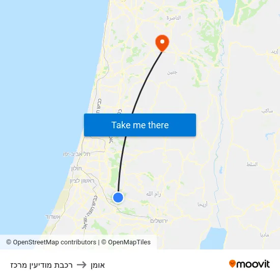 רכבת מודיעין מרכז to אומן map