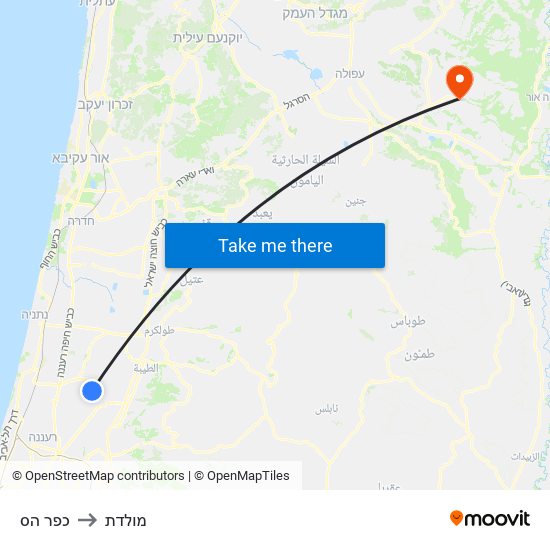 כפר הס to מולדת map