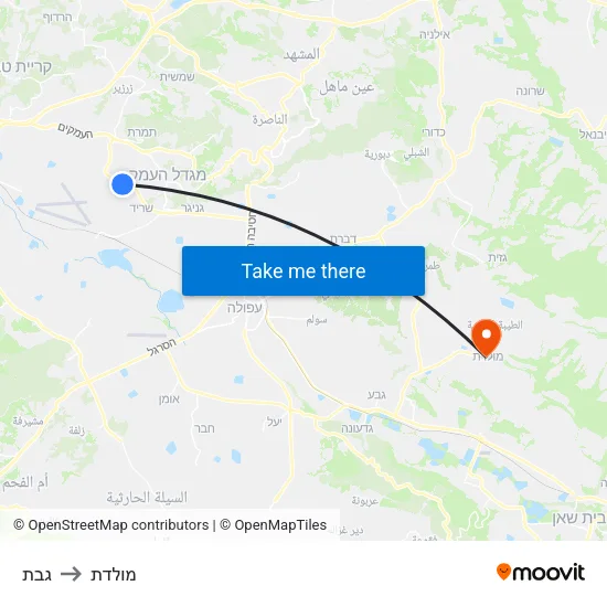 גבת to מולדת map