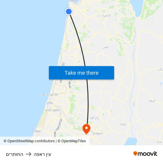 החותרים to עין ראפה map