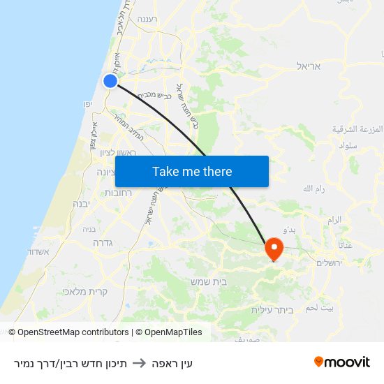 תיכון חדש רבין/דרך נמיר to עין ראפה map