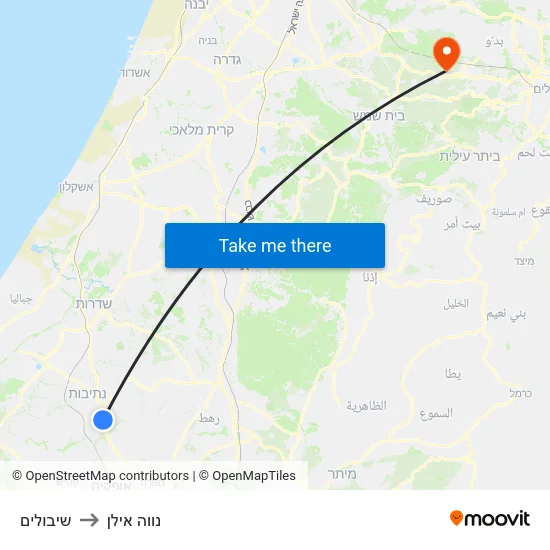 שיבולים to נווה אילן map