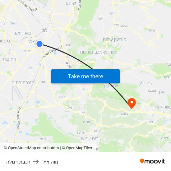 רכבת רמלה to נווה אילן map