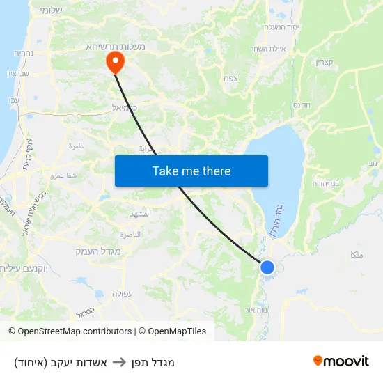 אשדות יעקב (איחוד) to מגדל תפן map