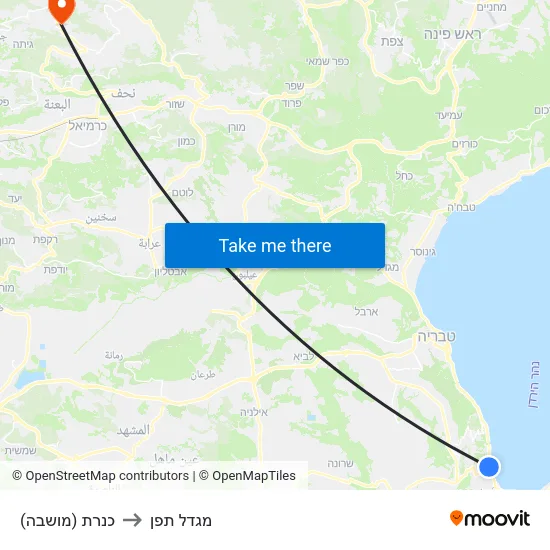כנרת (מושבה) to מגדל תפן map