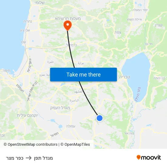 כפר מצר to מגדל תפן map