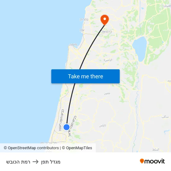 רמת הכובש to מגדל תפן map