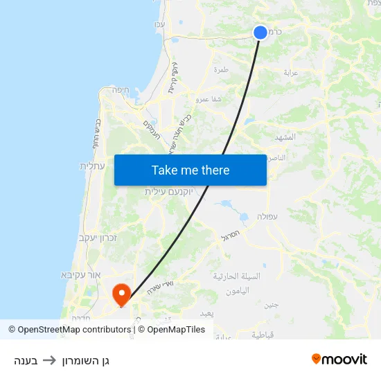 בענה to גן השומרון map