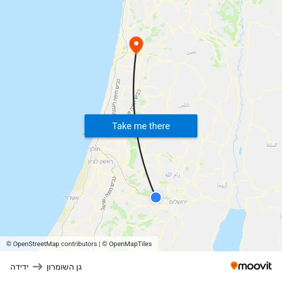 ידידה to גן השומרון map