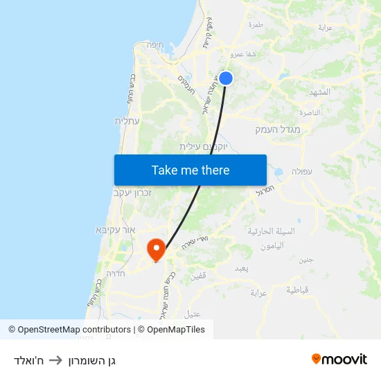 ח'ואלד to גן השומרון map