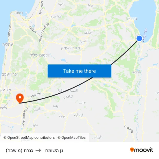 כנרת (מושבה) to גן השומרון map