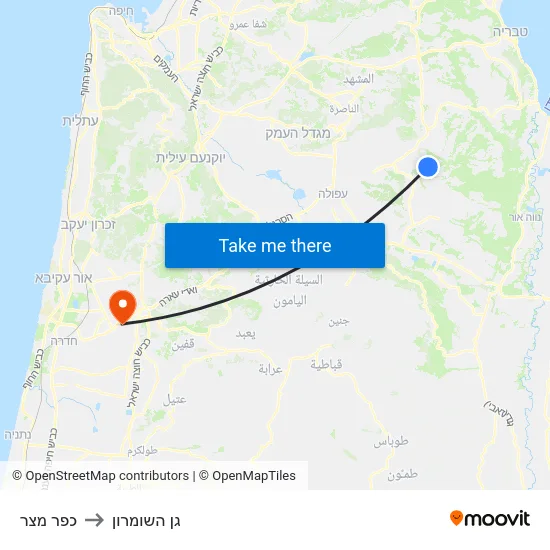 כפר מצר to גן השומרון map