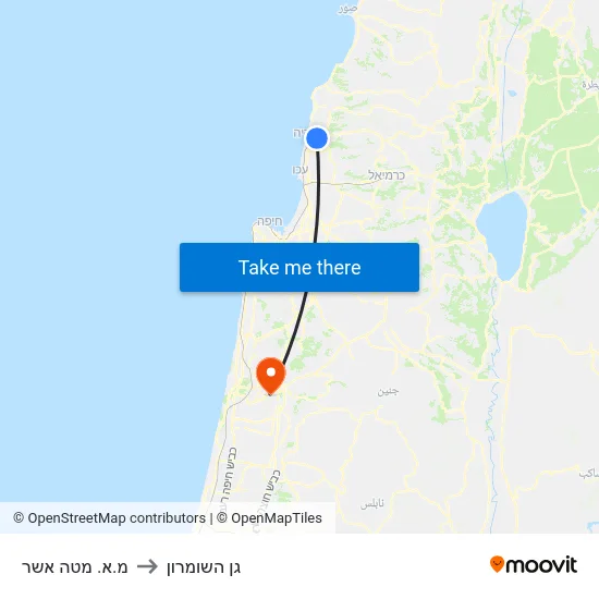 מ.א. מטה אשר to גן השומרון map