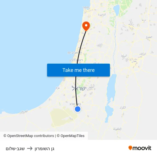 שגב-שלום to גן השומרון map