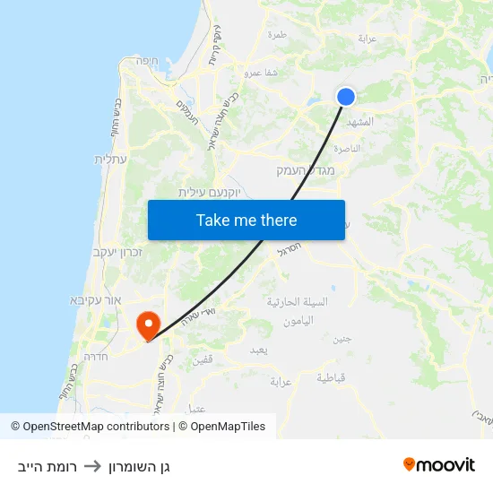 רומת הייב to גן השומרון map