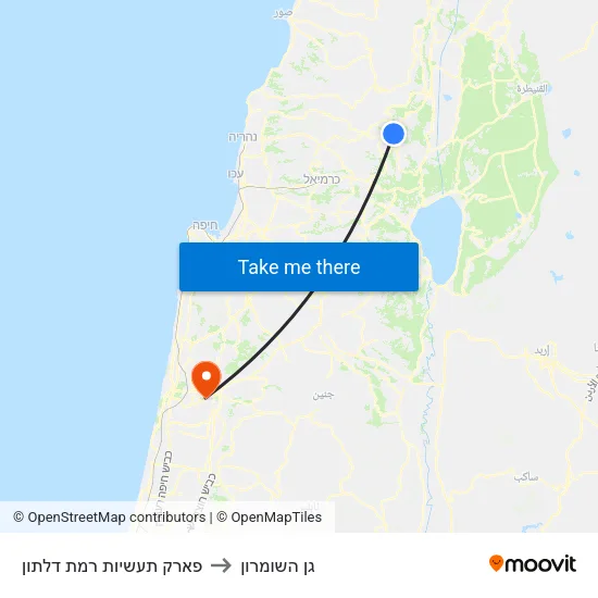 פארק תעשיות רמת דלתון to גן השומרון map