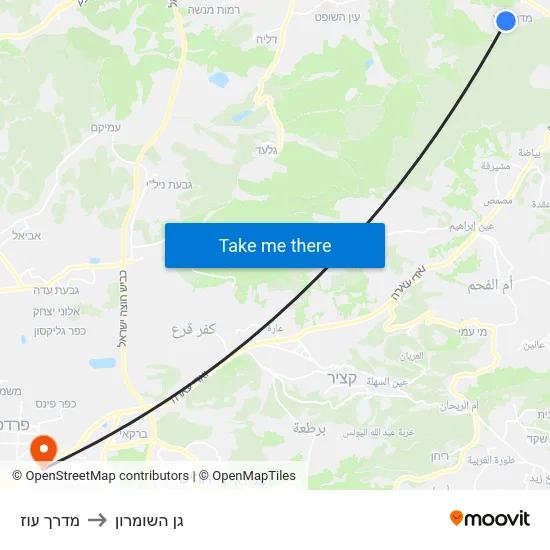 מדרך עוז to גן השומרון map
