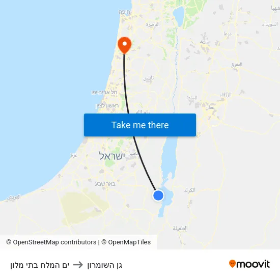 ים המלח בתי מלון to גן השומרון map