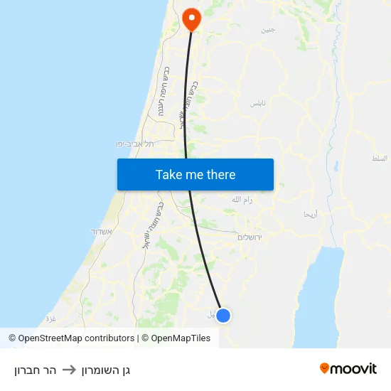 הר חברון to גן השומרון map