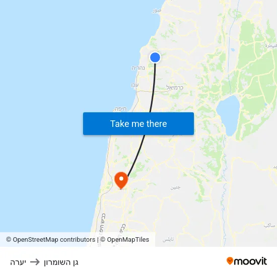 יערה to גן השומרון map