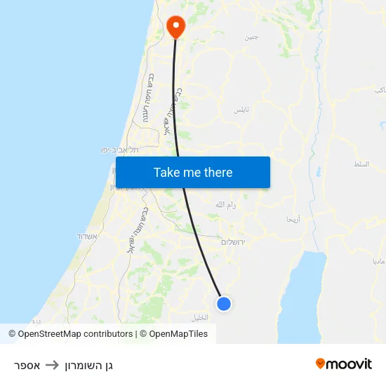 אספר to גן השומרון map