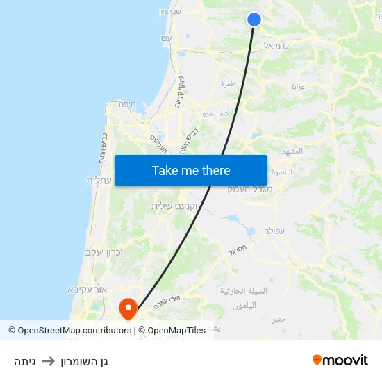 גיתה to גן השומרון map