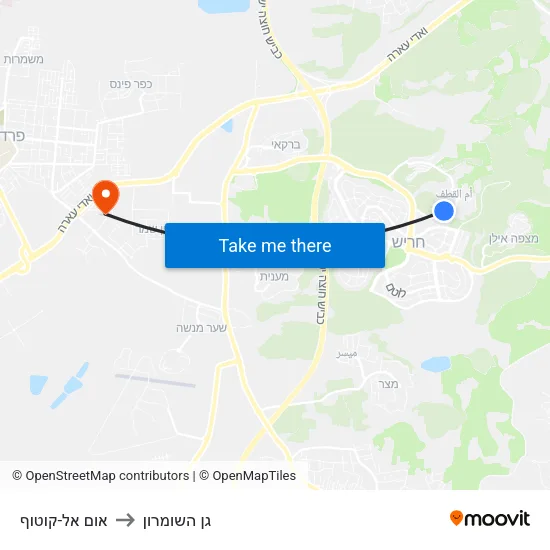 אום אל-קוטוף to גן השומרון map