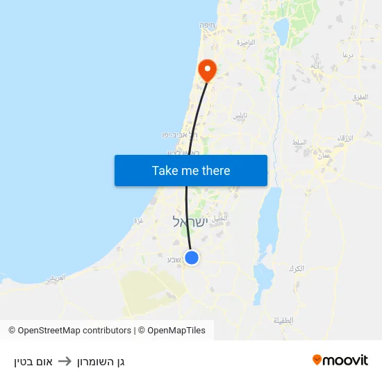 אום בטין to גן השומרון map