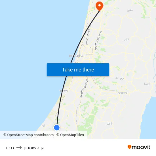 גבים to גן השומרון map