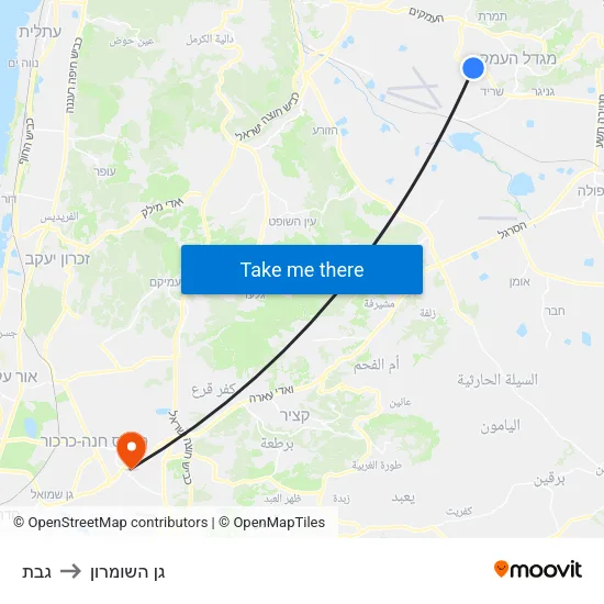 גבת to גן השומרון map