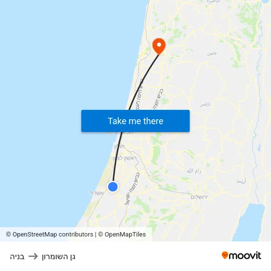 בניה to גן השומרון map