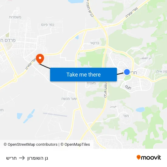 חריש to גן השומרון map