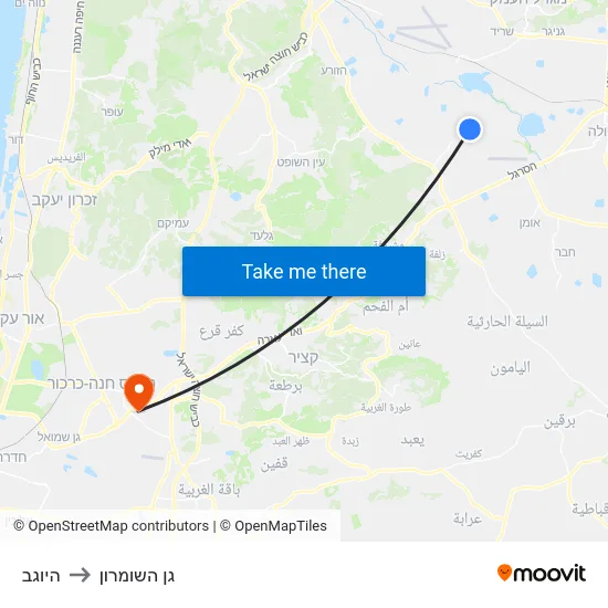 היוגב to גן השומרון map