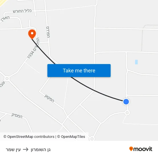 עין שמר to גן השומרון map